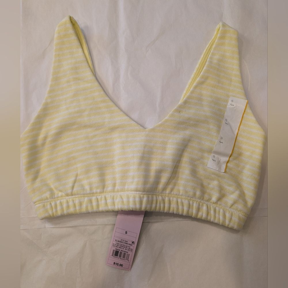 Wild Fable Soft Yellow and White Bralette Cropped Tank NWT